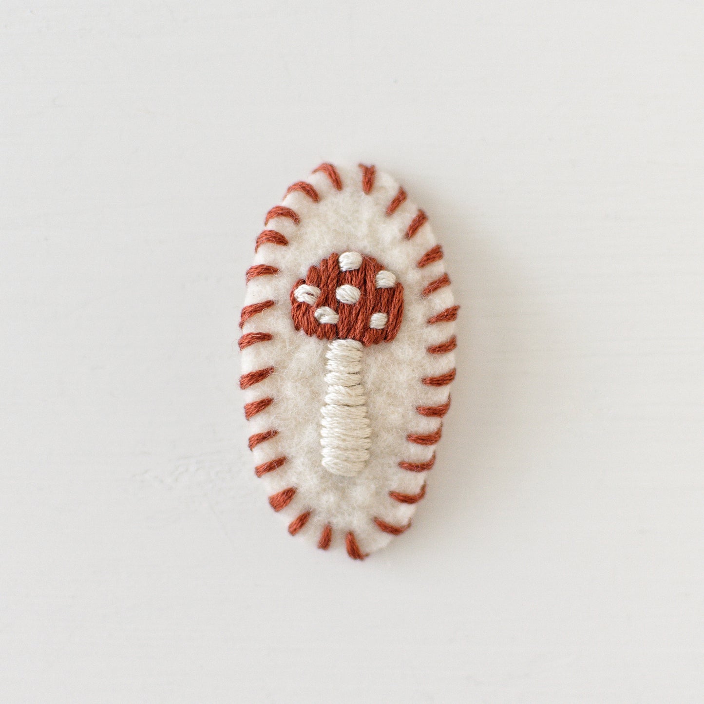 Toadstool Wool Felt Snap Clip