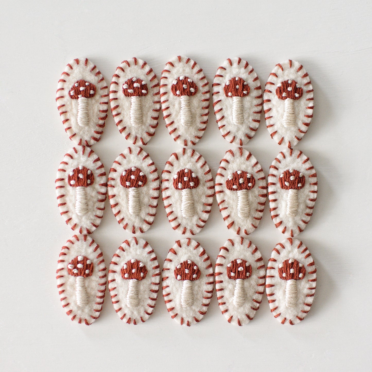 Toadstool Wool Felt Snap Clip