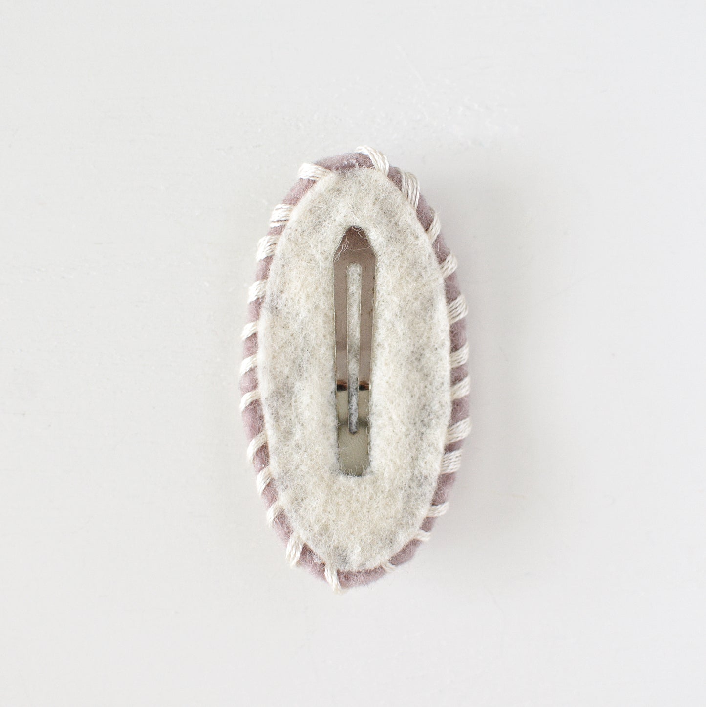 Ecru Flower Wool Felt Snap Clip