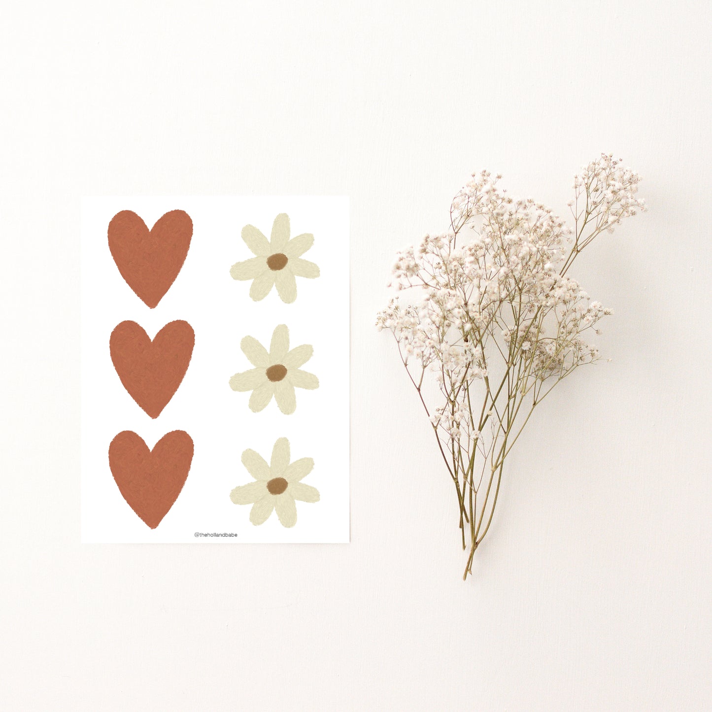 PDF PRINTABLE - Heart & Daisy Garland, Ornaments, DIY Decor