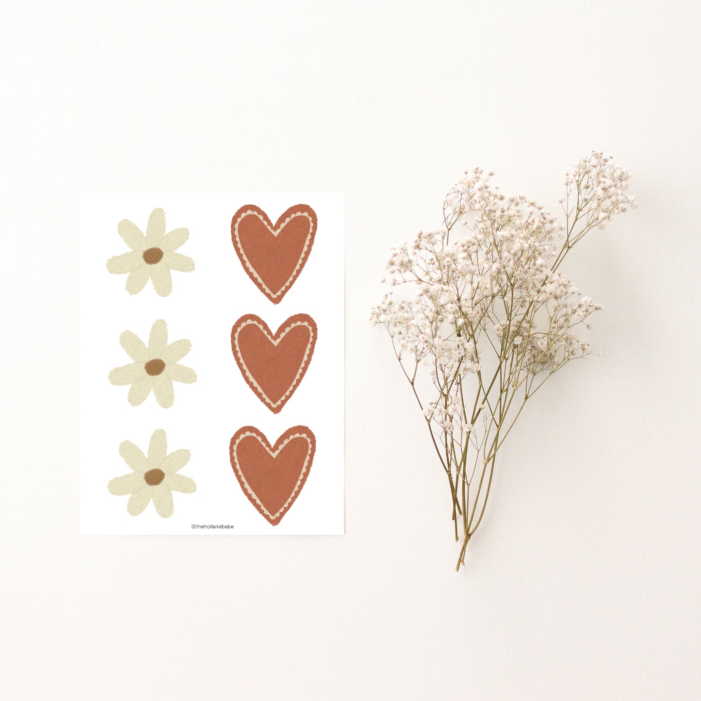 PDF PRINTABLE - Heart & Daisy Garland, Ornaments, DIY Decor