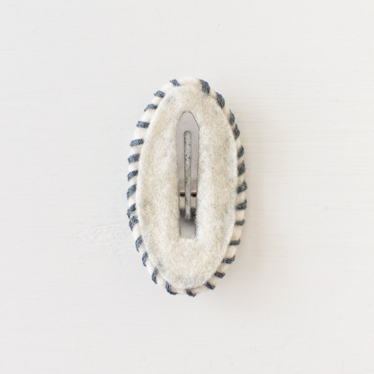 Blue Flower Wool Felt Snap Clip