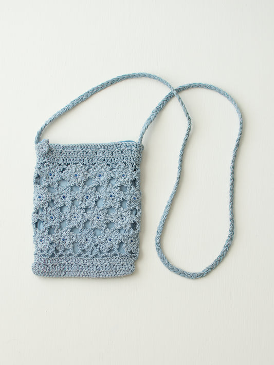 Blue Floral Crochet Bag