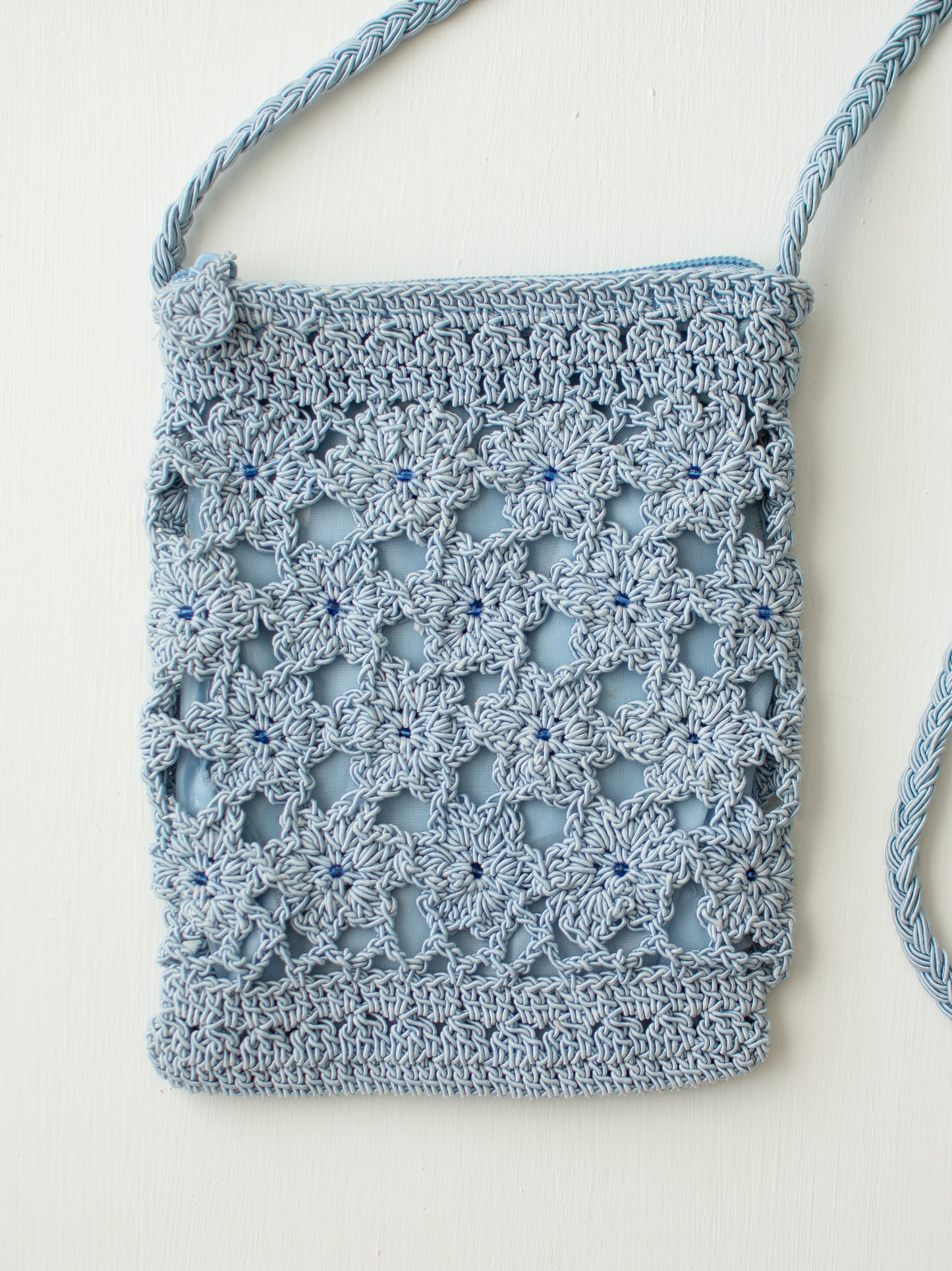 Blue Floral Crochet Bag