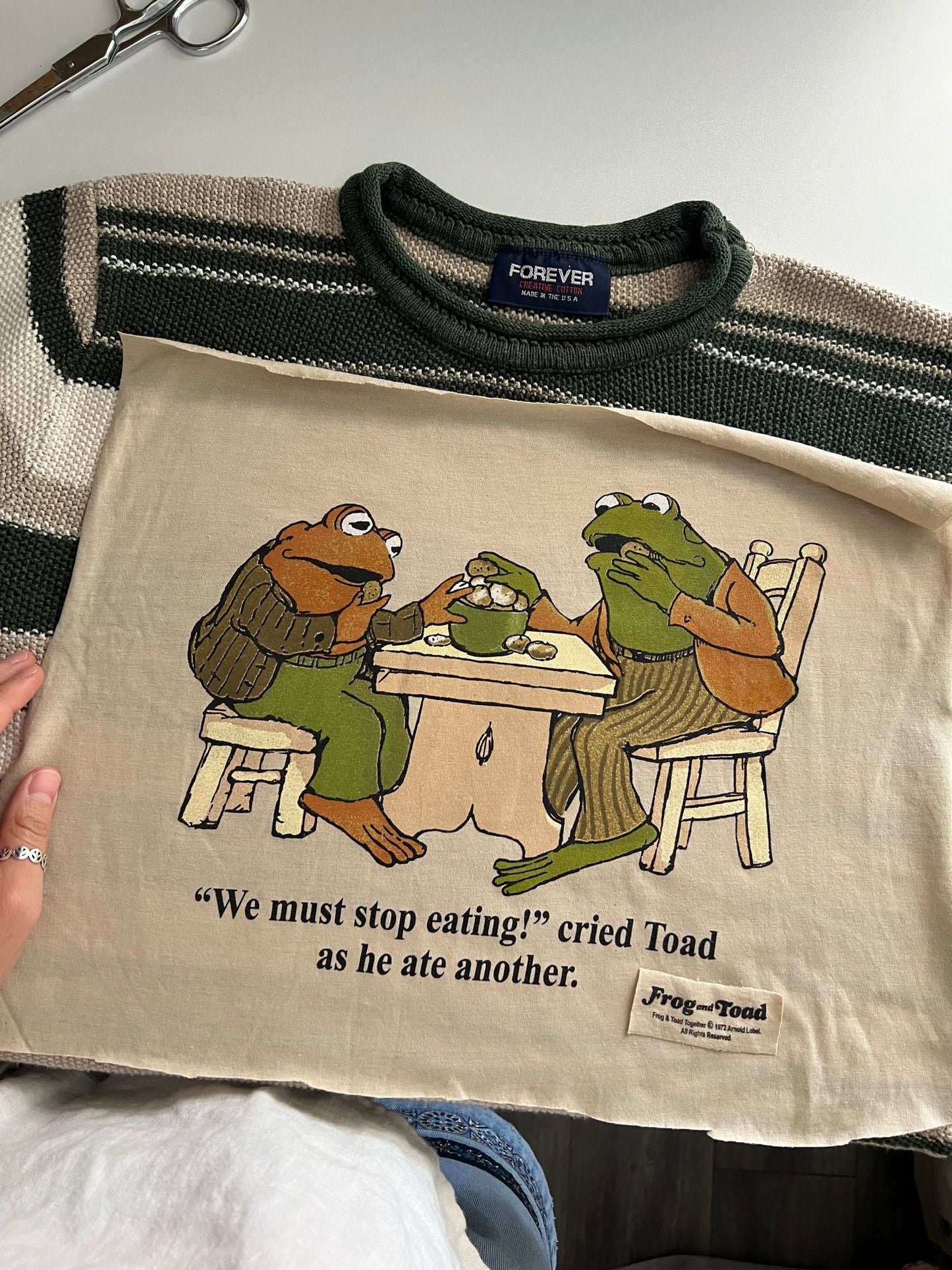 Reworked Large Frog & Toad Appliqué Forever Cotton Top