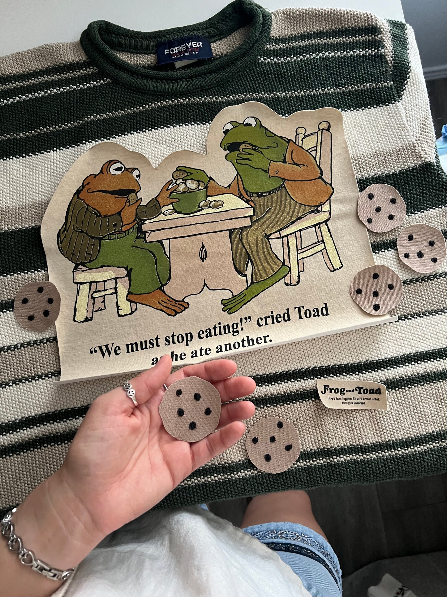 Reworked Large Frog & Toad Appliqué Forever Cotton Top