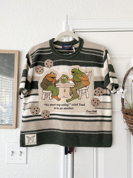 Reworked Large Frog & Toad Appliqué Forever Cotton Top