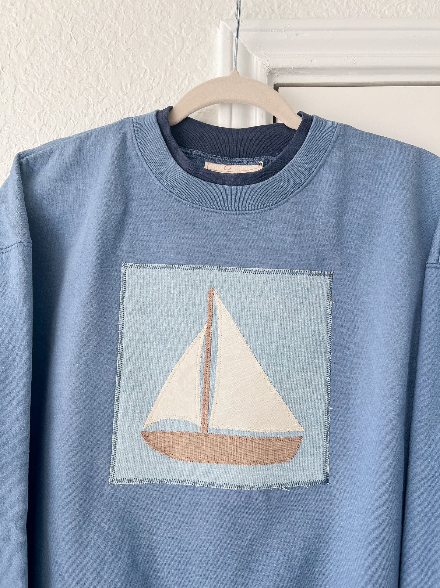 Reworked XL Sail Boat Appliqué Sweater