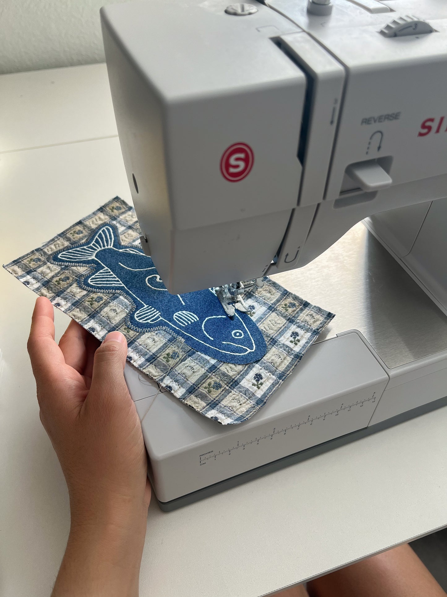 Reworked Large Hand-painted Fish Appliqué American Crew Club Sweater