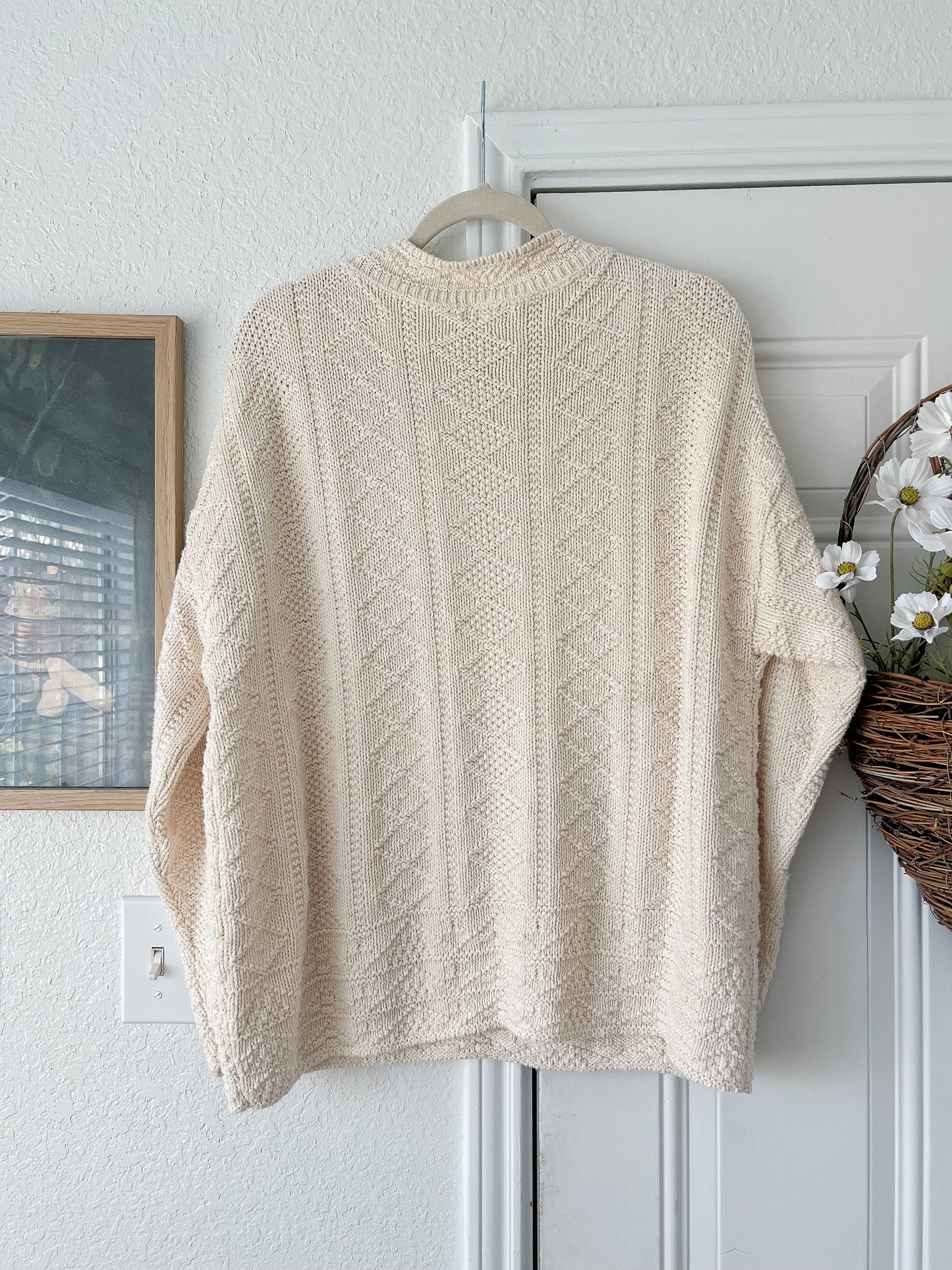 Reworked Large Hand-painted Fish Appliqué American Crew Club Sweater