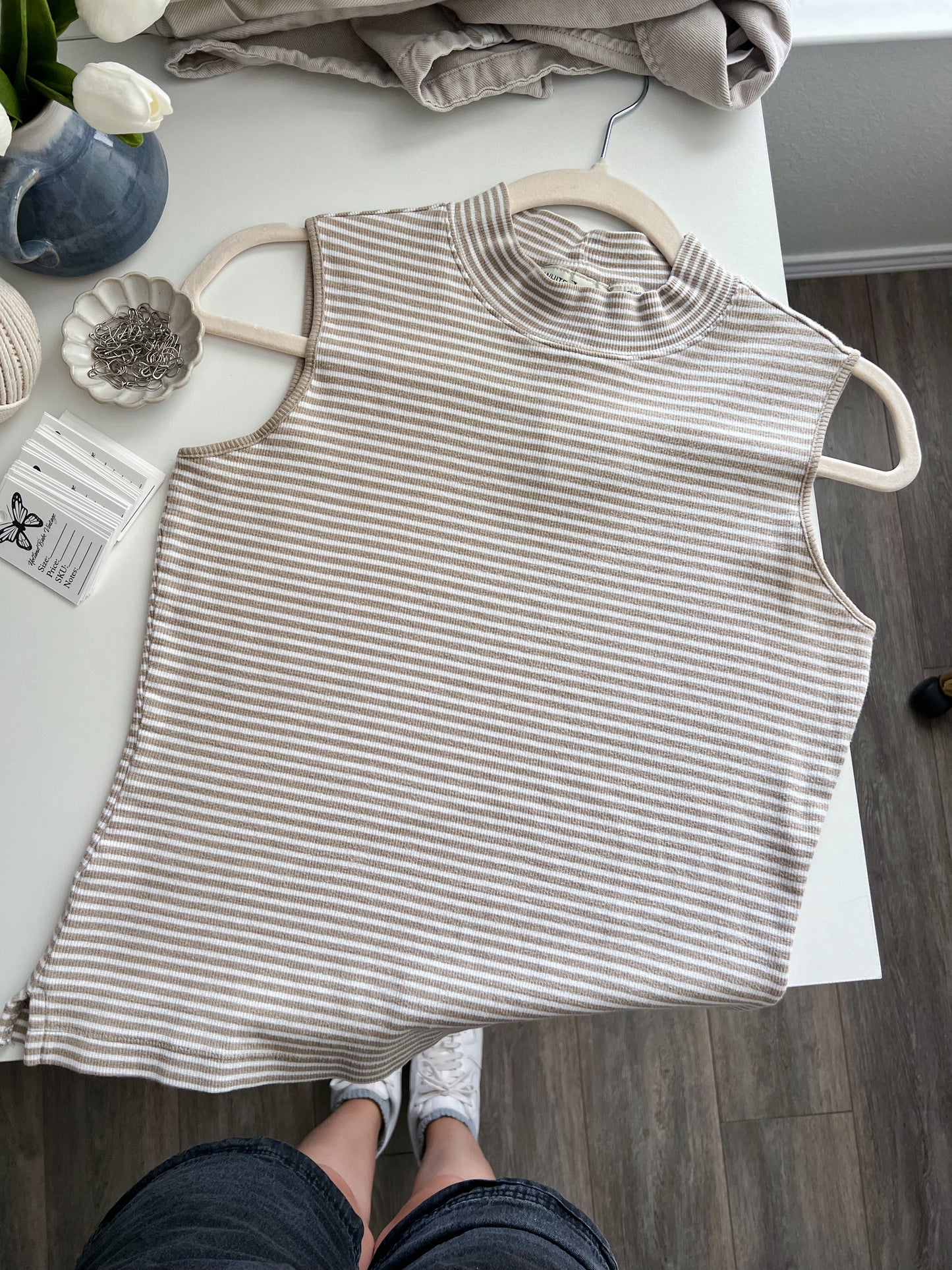 Small White Stag Mock Neck Top