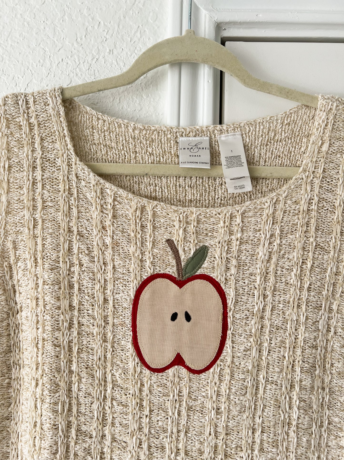 Reworked 1X Apple Appliqué Emma James Tank