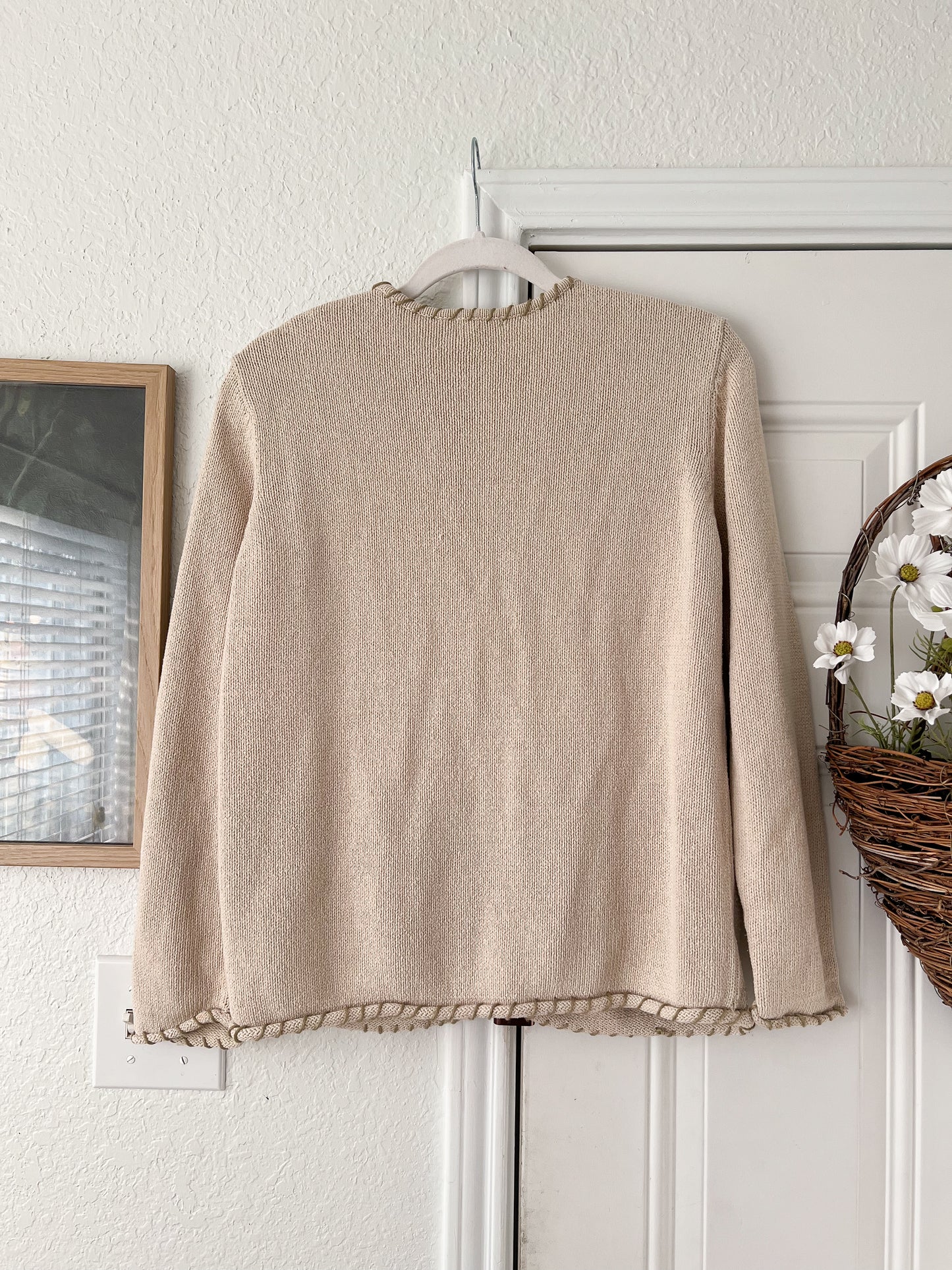 Reworked Large L.L. Bean Apple Appliqué Cardigan