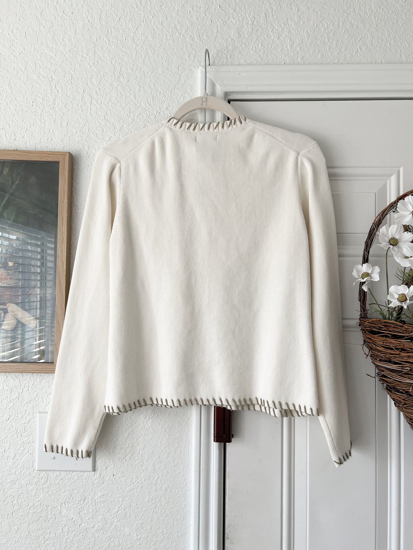 Reworked Large Bass Apple Appliqué Cardigan