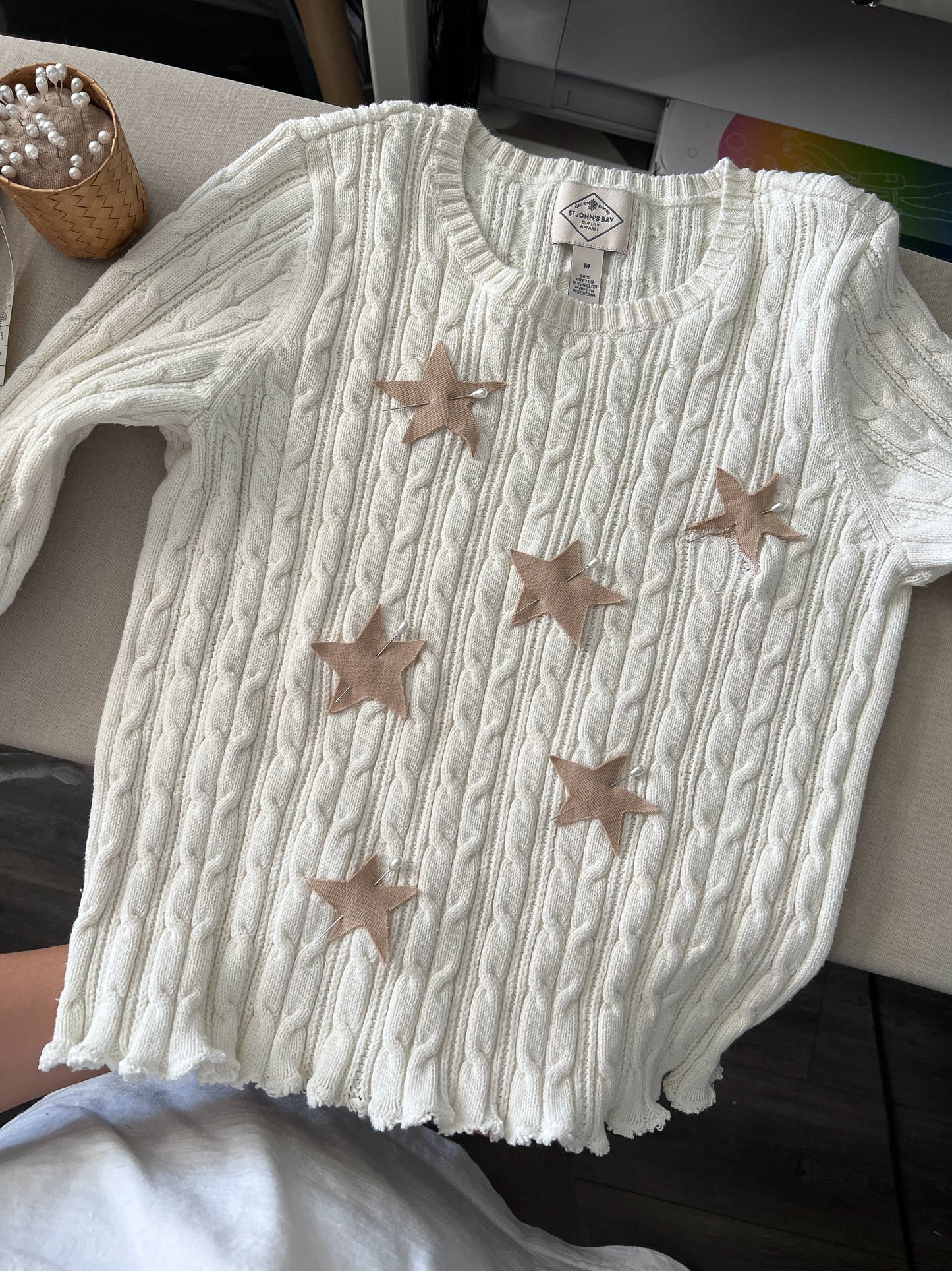 Reworked Medium St. John’s Bay Long Sleeve Star Appliqué Top