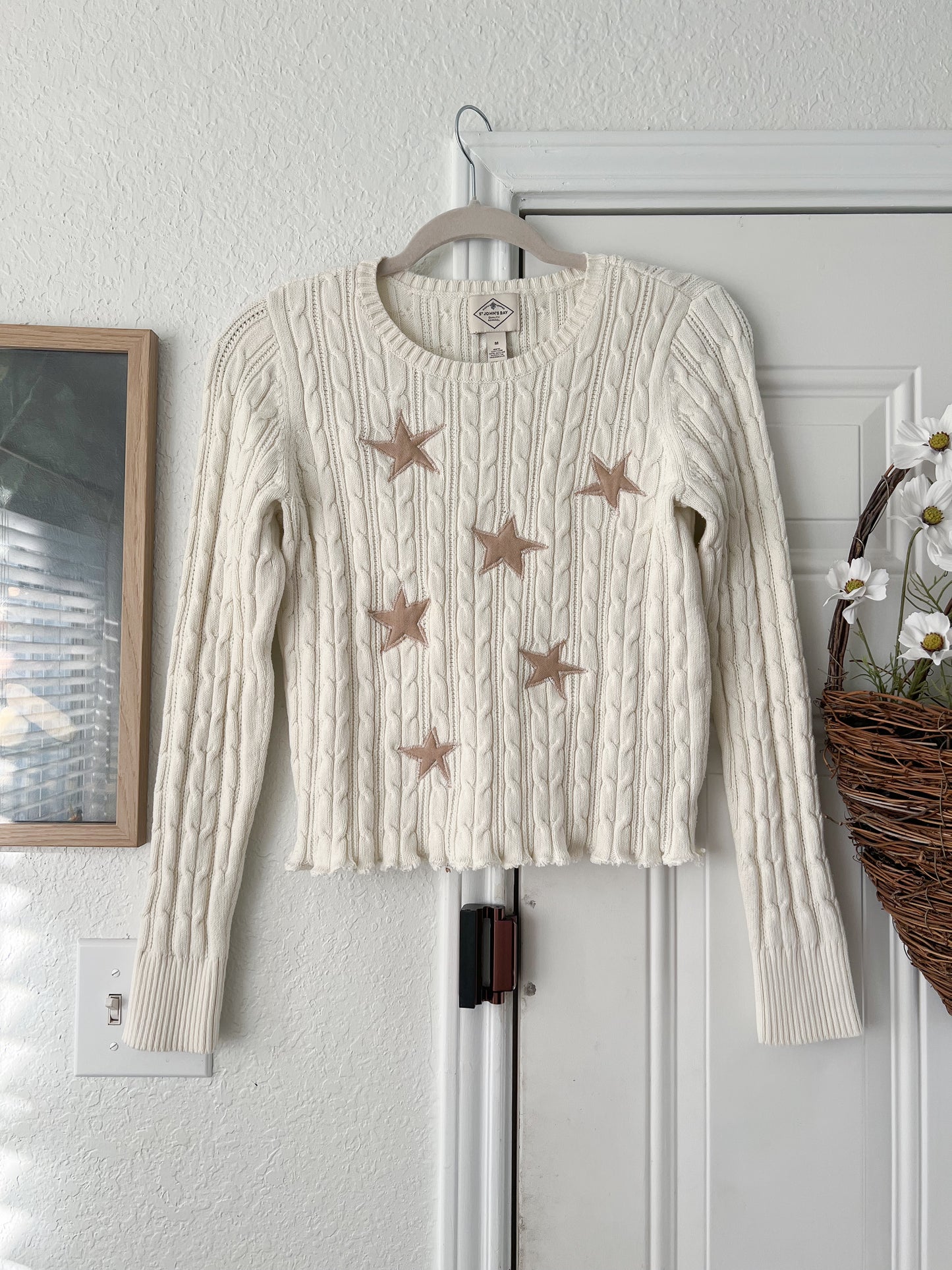 Reworked Medium St. John’s Bay Long Sleeve Star Appliqué Top