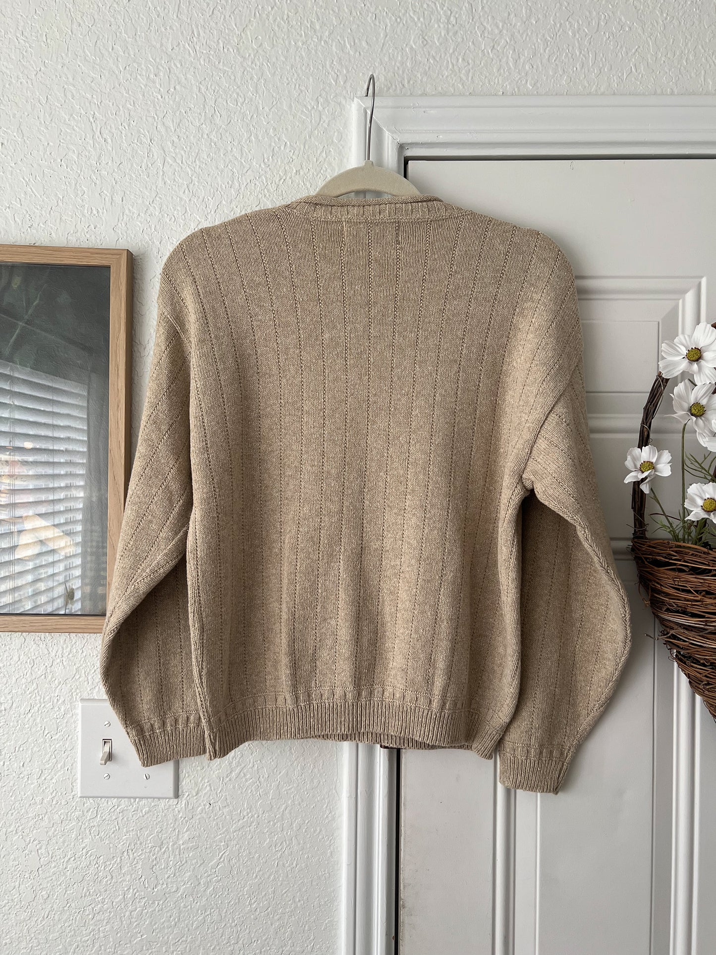 Reworked Medium Jantzen Hand-painted Fish Appliqué Sweater