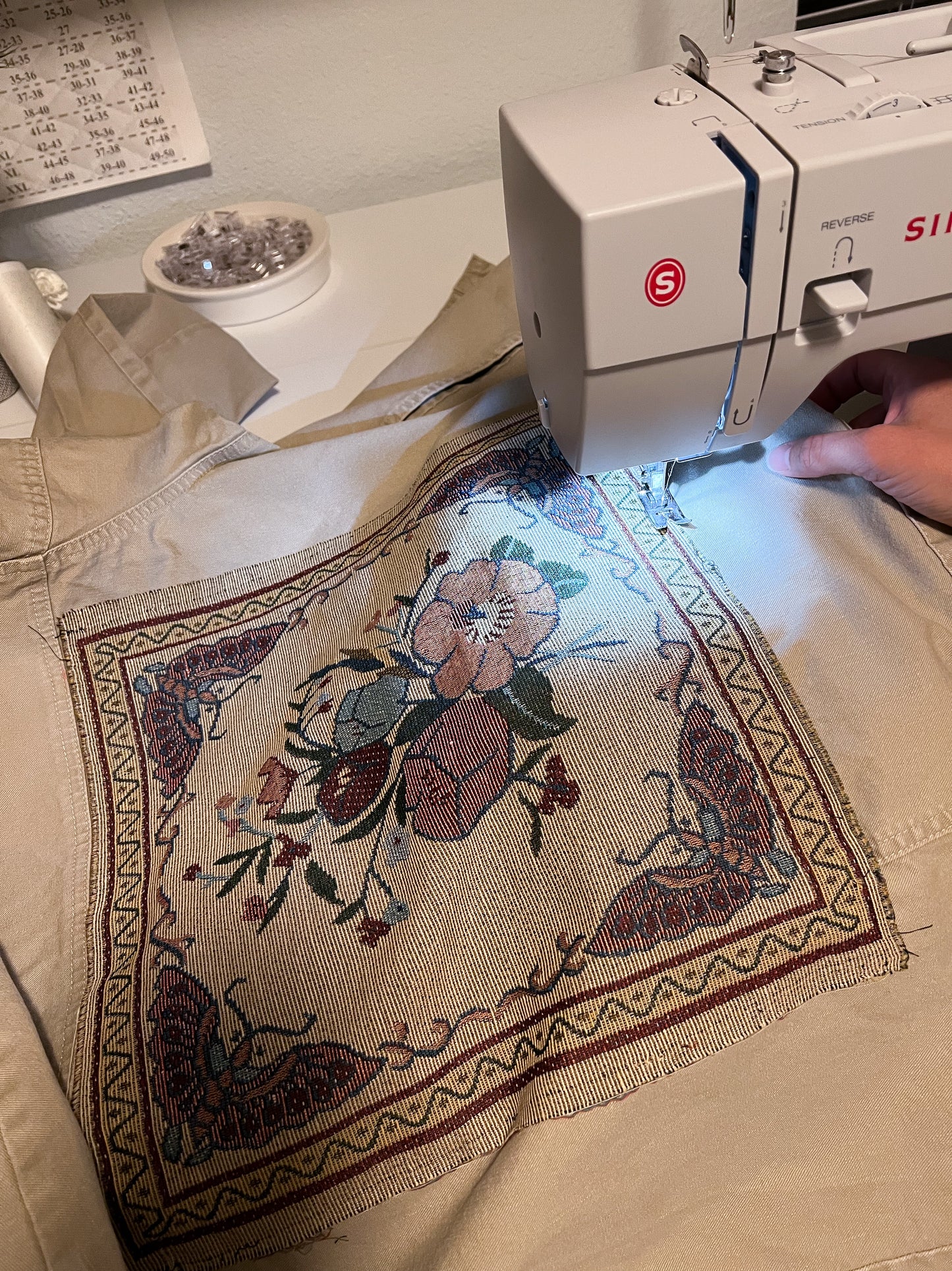 Reworked XL-2XL Vicki Wayne’s Tapestry Appliqué Denim Jacket