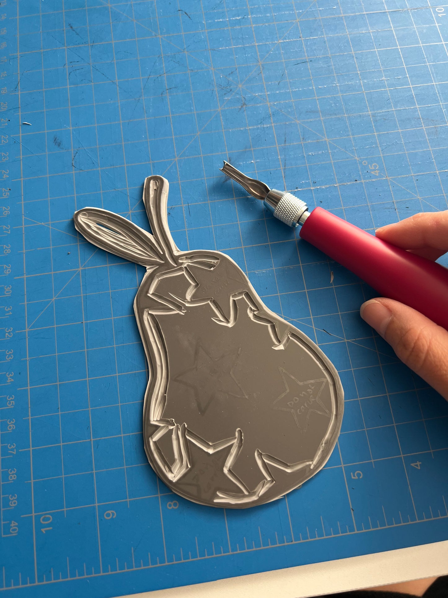 XL Reworked Honest Cotton Lino Print Star Pear Appliqué Top