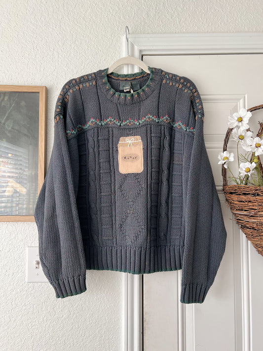 Medium Reworked Liz Wear Honey Jar Appliqué Sweater