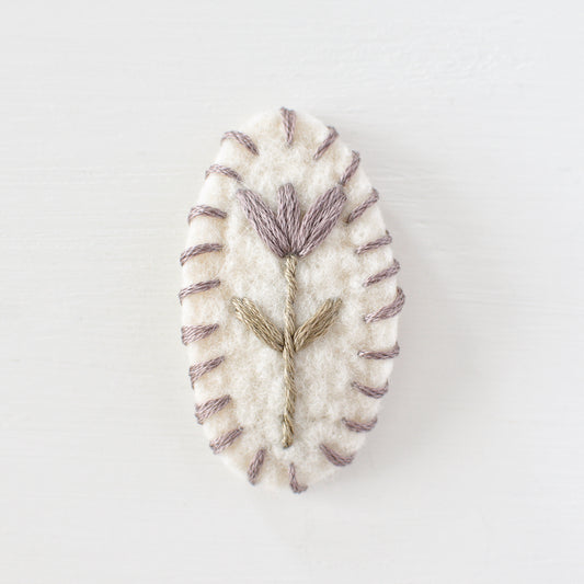 Lavender Flower Wool Felt Snap Clip