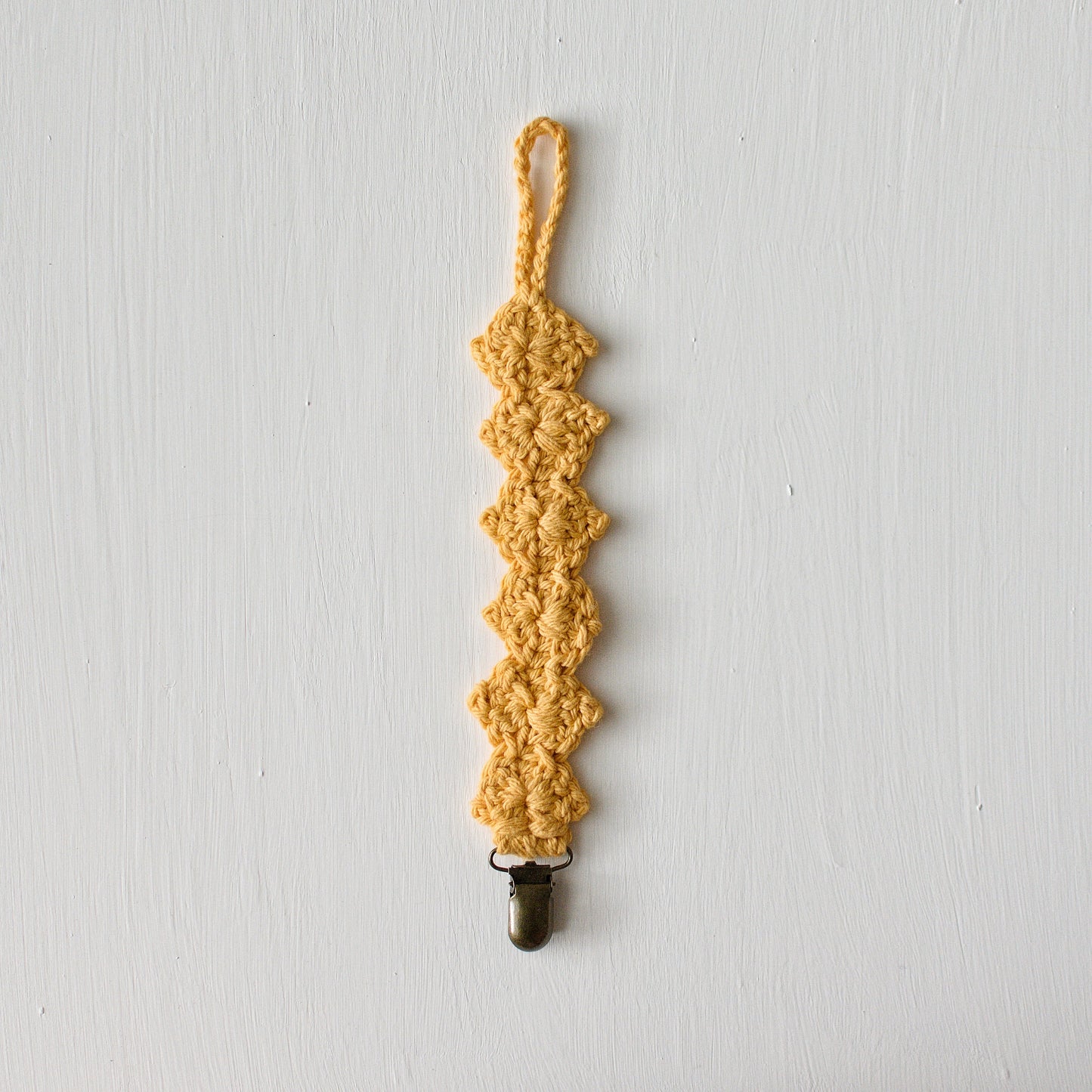 Crochet Pacifier Clip - Yellow